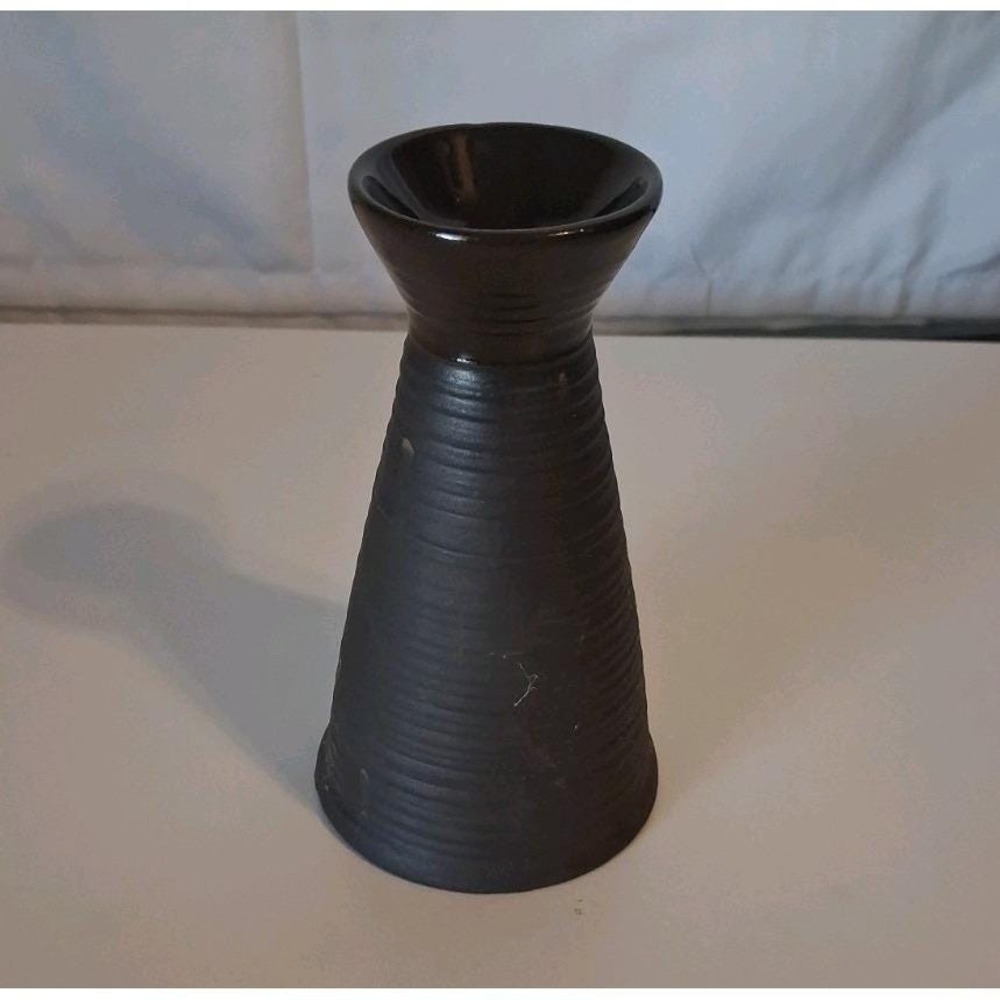 Vintage Hand Made Pottery Bud Vase Brown Partial Glaze